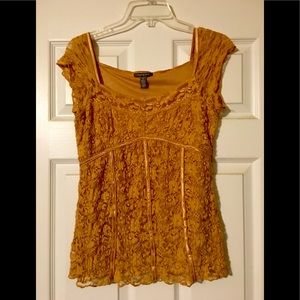 Gold lace and satin corset look top